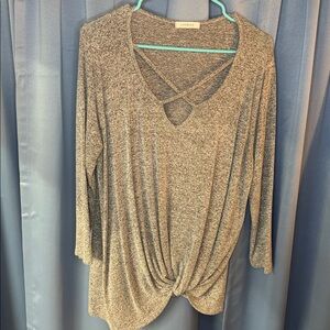 Cherish Heathered Gray Knit Top